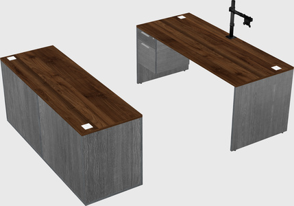 Parallel desk with credenza