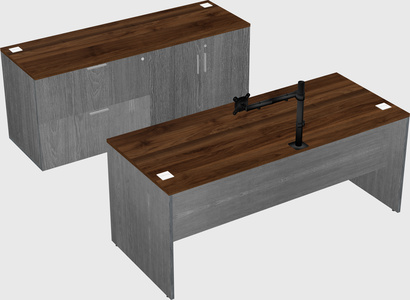 Parallel desk with credenza