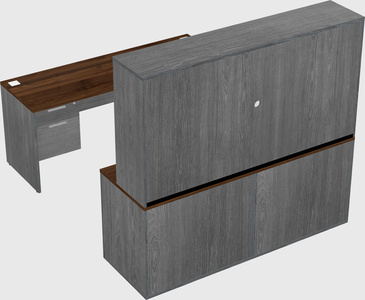 Bureau parallèle avec crédence