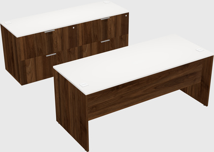 Parallel desk with credenza