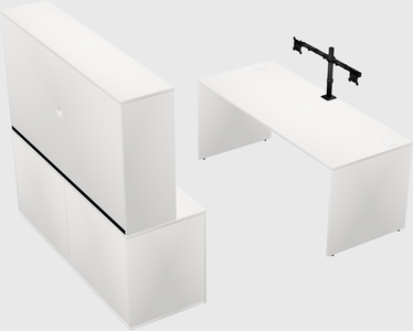 Bureau parallèle avec crédence