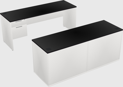 Bureau parallèle avec crédence