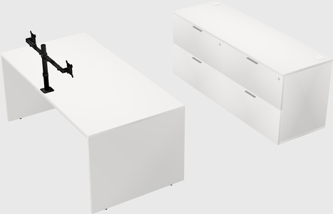 Parallel desk with credenza