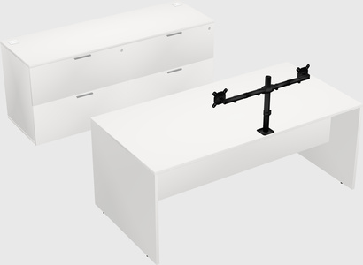 Parallel desk with credenza
