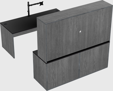 Parallel desk with credenza