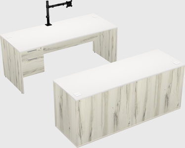 Parallel desk with credenza