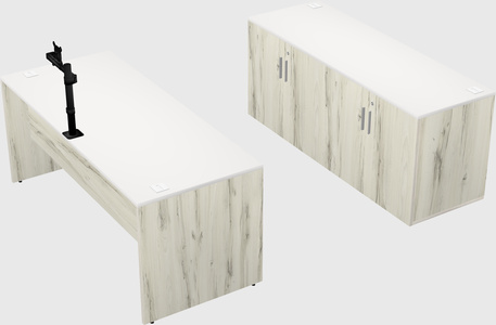 Parallel desk with credenza