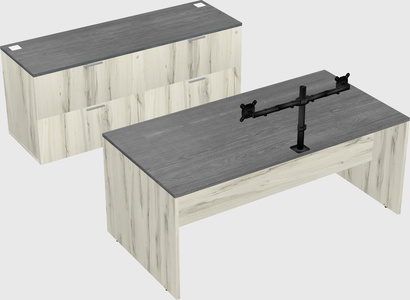 Parallel desk with credenza