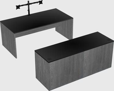 Parallel desk with credenza
