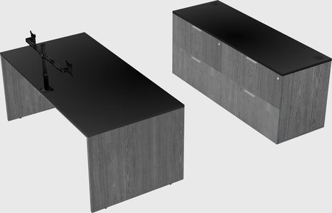 Parallel desk with credenza