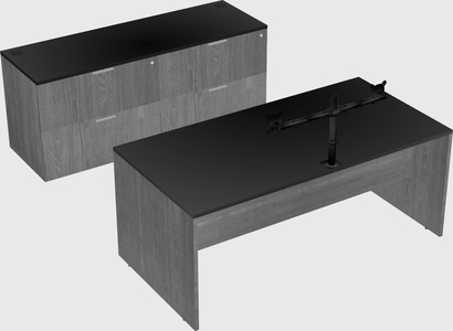 Parallel desk with credenza