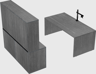 Parallel desk with credenza