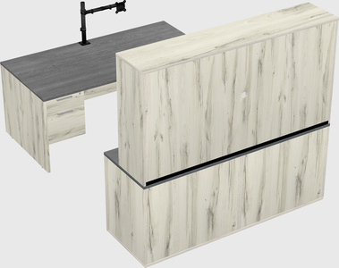 Bureau parallèle avec crédence