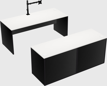 Parallel desk with credenza