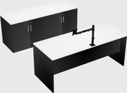 Parallel desk with credenza