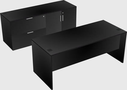 Parallel desk with credenza