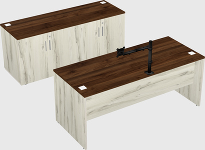 Parallel desk with credenza