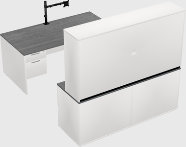 Bureau parallèle avec crédence