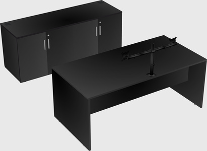 Bureau parallèle avec crédence