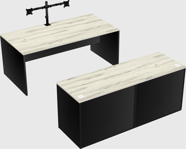 Parallel desk with credenza