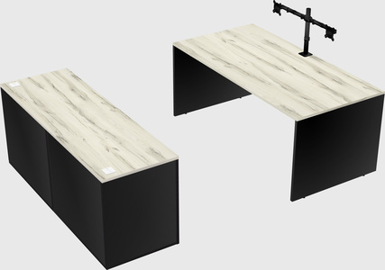 Parallel desk with credenza