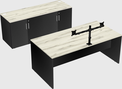 Parallel desk with credenza