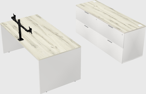 Parallel desk with credenza