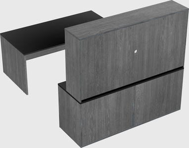 Bureau parallèle avec crédence