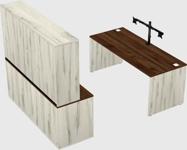 Parallel desk with credenza