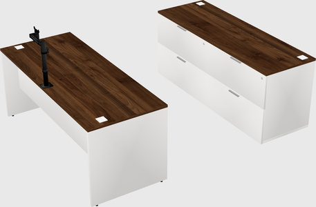 Parallel desk with credenza