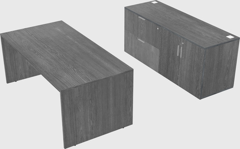 Parallel desk with credenza