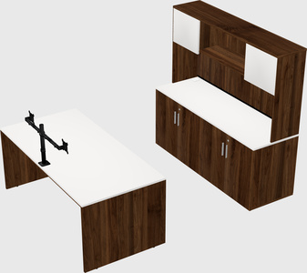 Parallel desk with credenza