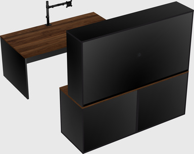 Parallel desk with credenza