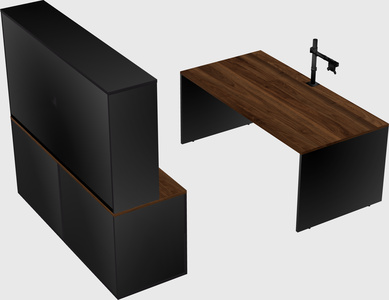Parallel desk with credenza