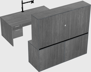 Bureau parallèle avec crédence