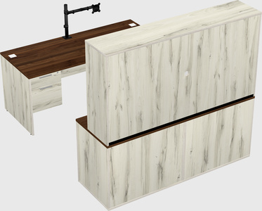 Bureau parallèle avec crédence