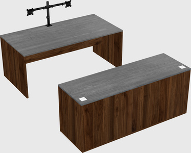 Bureau parallèle avec crédence