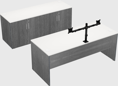 Bureau parallèle avec crédence