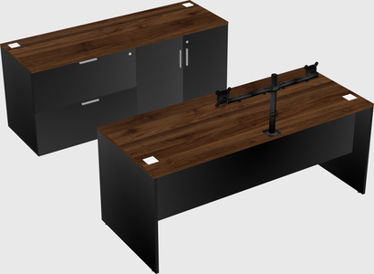 Parallel desk with credenza