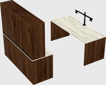 Parallel desk with credenza