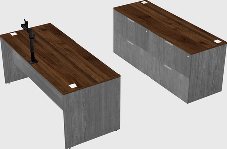Parallel desk with credenza