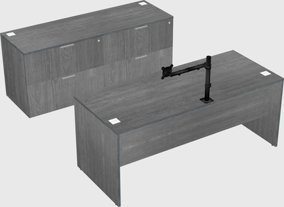 Parallel desk with credenza