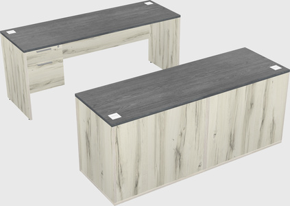 Bureau parallèle avec crédence