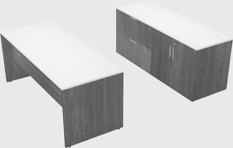 Parallel desk with credenza