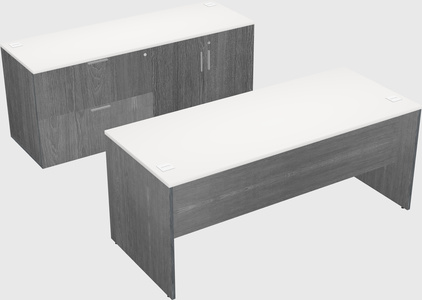Parallel desk with credenza