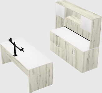 Parallel desk with credenza