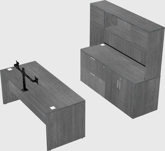 Parallel desk with credenza