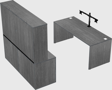 Parallel desk with credenza