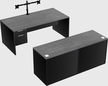Parallel desk with credenza