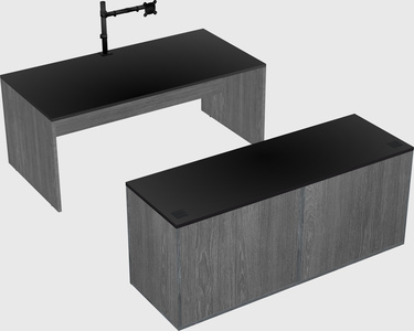 Parallel desk with credenza